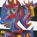 MASQUERADE - acrylic paint on canvas 105 x 150 cm.